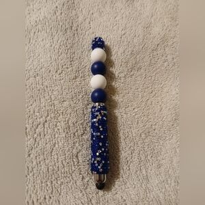 Beaded Stylus in Navy Blue and White